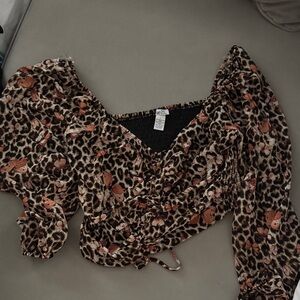 Rue21 Leopard Print Blouse with Butterfly Accents